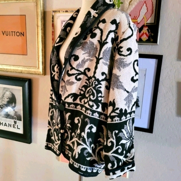 Vintage - Ramie Woven Cotton Black & White Jacket - Picture 4 of 6
